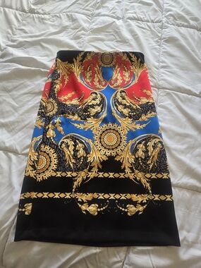 BOLD elements Baroque Print Pencil Skirt - Red, Blue, Black, Gold